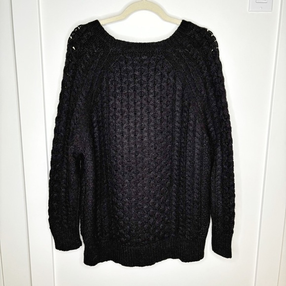 Nili Lotan Alpaca Wool Blend Cable Knit Sweater Black Oversized Size S - Picture 5 of 7